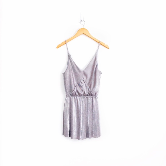 Topshop Pants - Topshop Metallic Pleated Romper